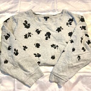 Talbots Black Floral Gray Sweater